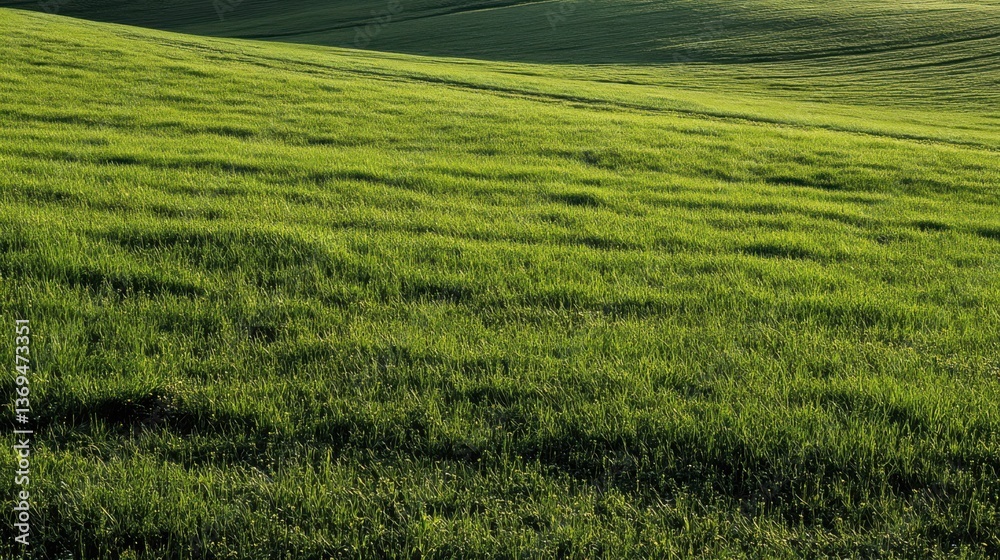 Expansive green field bathed in sunlight, capturing serene natural beauty. Expansive green field bathed in sunlight, capturing serene natural beauty.