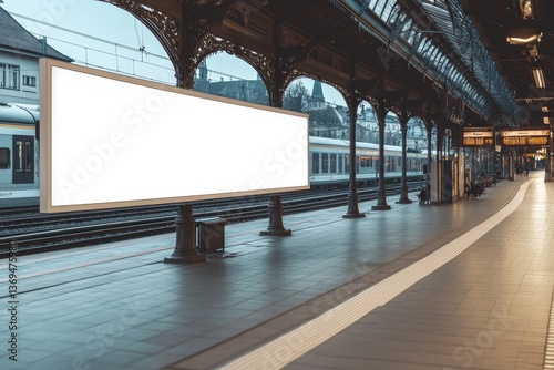 High Quality Visual of Large Billboard at a Train Station Mockup