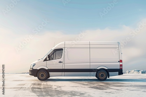 High Detail Visual of Van Profile Modern Cargo Van for White Freight and Delivery Transport