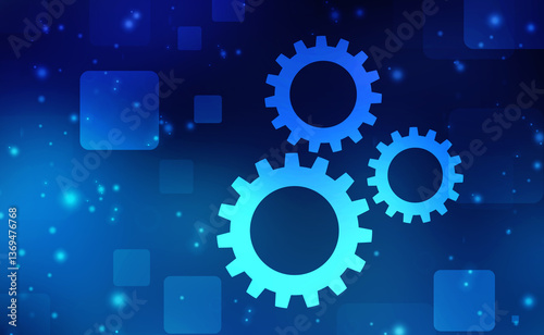 Process management, optimization operation, fix strategy industry, transmission gears wheel, software update status, Cog Gear Wheel with social media icons on the technology abstract background