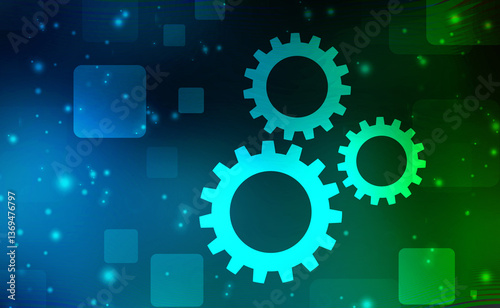 Process management, optimization operation, fix strategy industry, transmission gears wheel, software update status, Cog Gear Wheel with social media icons on the technology abstract background