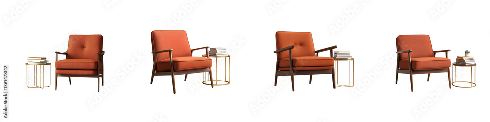 Fototapeta premium Sleek and sophisticated modern furniture chairs in warm neutral tones for a stylish and comfortable living room design