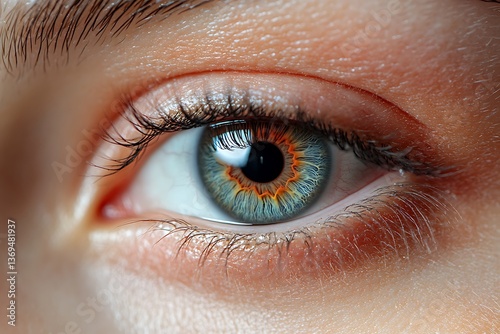 Macro Close-up of Blue Human Eye with Colorful Iris Detailing