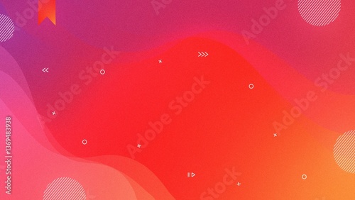 Abstract Gradient Background Design Red Orange Pink Hues Waves Shapes Symbols