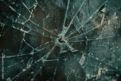 Ultra Quality Image of Cracked and Broken Glass Window