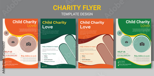 Nonprofit Charity Event Flyer  Support and Make a Difference. Charity and donation poster design templates with vector line icon elements set in heart form. Card flyer poster