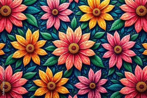 Intricate floral design, repeating seamlessly , floral pattern, print