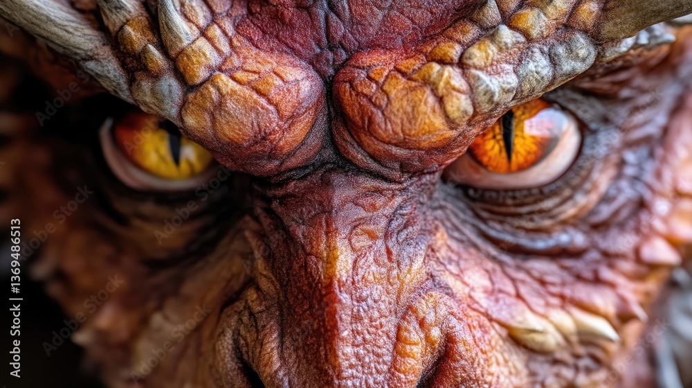 Close-up of a menacing dragon's face, detailed scales and intense eyes Close-up of a menacing dragon's face, detailed scales and intense eyes