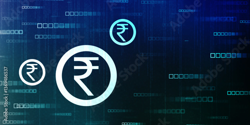 Indian Rupee symbol on financial Background, Growth of Indian stock market, Abstract finance background, Stock market Concept background
