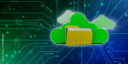 3d rendering Cloud computing concept, Cloud internet technology concept background, Cloud computing and network security technology concept