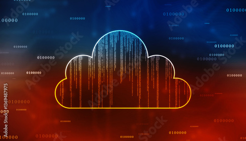2d illustration of Cloud computing, Cloud Computing Concept, Cloud computing concept. Abstract cloud connection technology background, internet data storage, database and mobile server concept