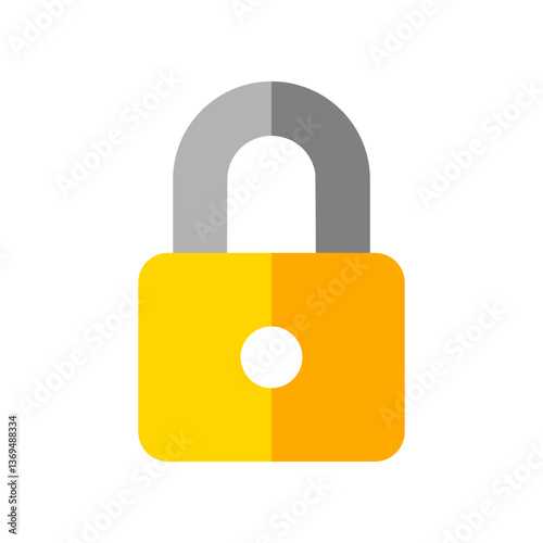 Yellow padlock key icon flat vector design