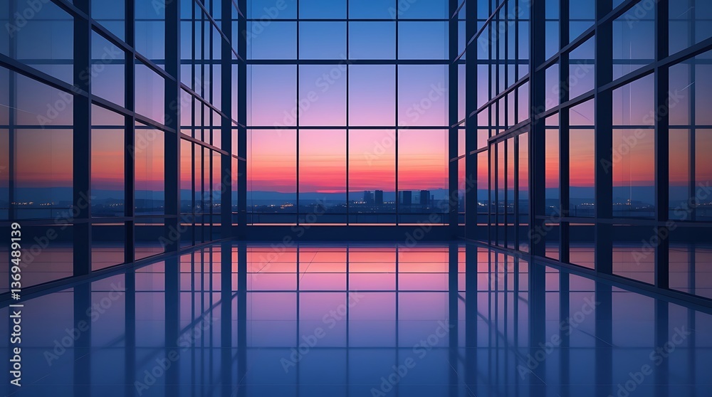 Modern glass skyscraper reflecting a colorful sunset sky, showcasing contemporary architecture with illuminated interior spaces, clean lines, and urban aesthetics at dusk
Modern glass skyscraper reflecting a colorful sunset sky, showcasing contemporary architecture with illuminated interior spaces, clean lines, and urban aesthetics at dusk