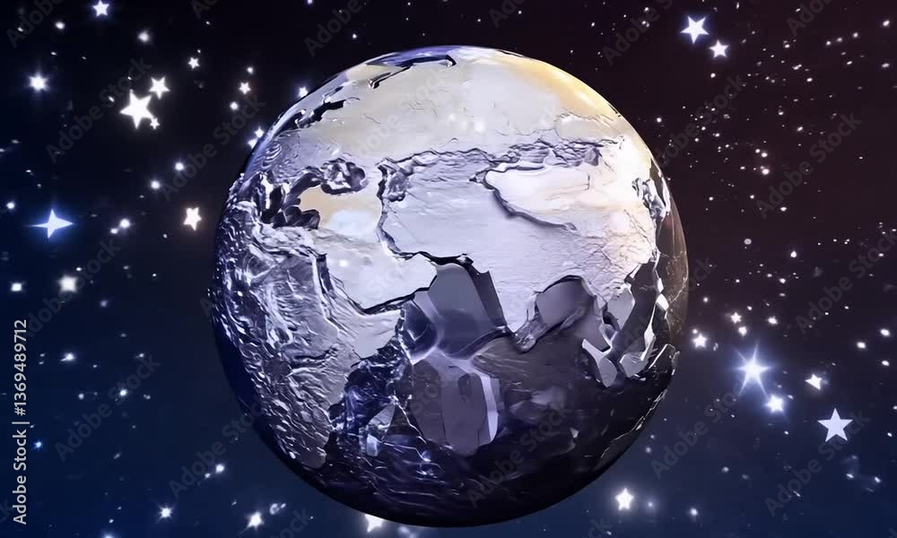 Abstract looped spinning planet stone round sphere in space against the background of stars, video 4k, 60 fps Abstract looped spinning planet stone round sphere in space against the background of stars, video 4k, 60 fps