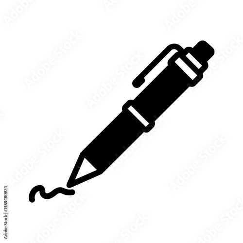 Vector solid black icon for Ballpoint pen
