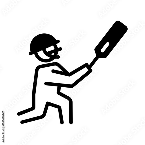 Vector solid black icon for Cricket player