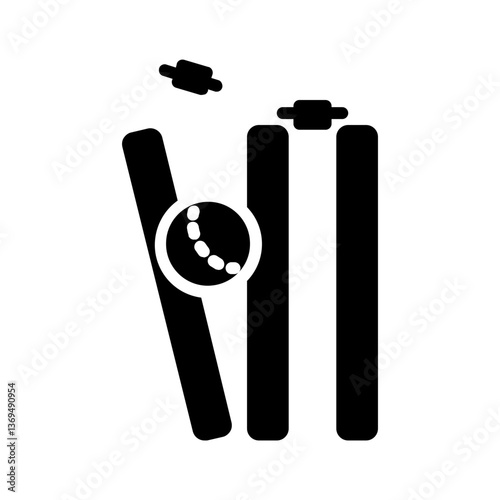 Vector solid black icon for Cricket