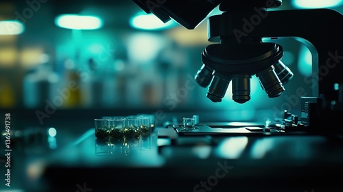 Close-up of a microscope slide revealing parasitic organisms under high magnification, showcasing detailed biological research and scientific study in a laboratory setting.
