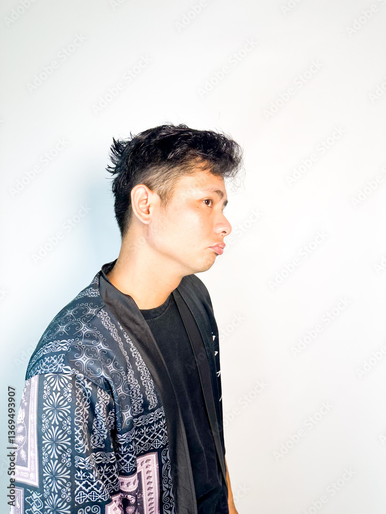Obraz premium Confused Man Looking to the Side