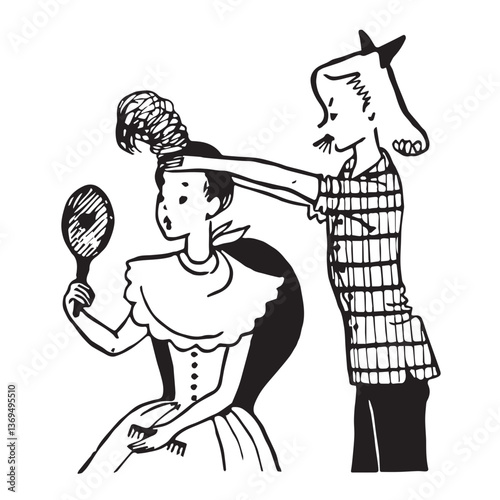Teenage girls learn how to do hair