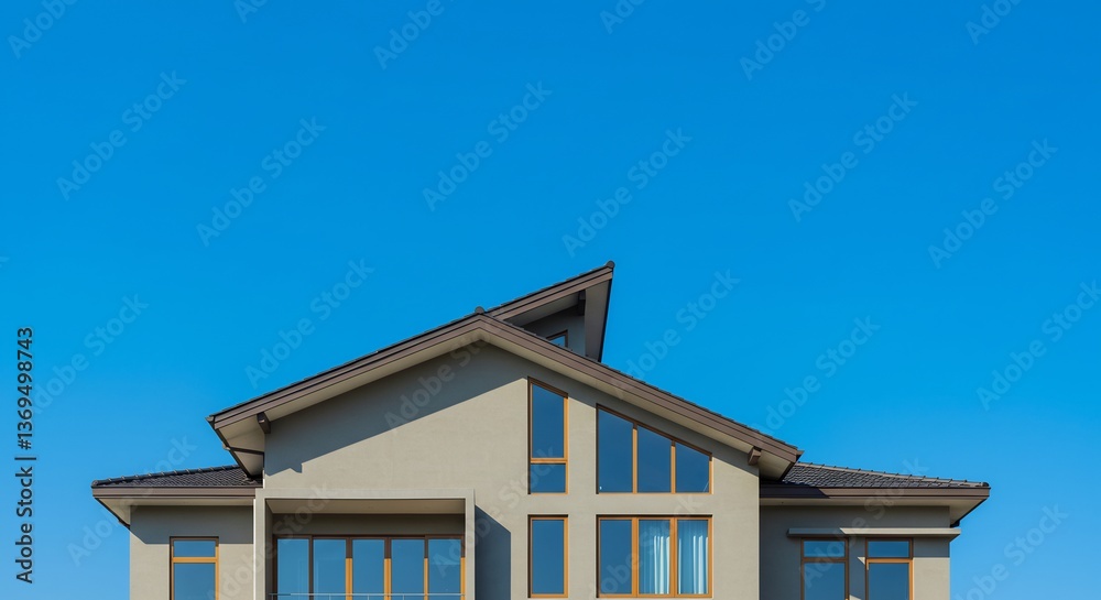 Modern House Vibrant Blue Sky Minimalist Design. AI Generated Modern House Vibrant Blue Sky Minimalist Design. AI Generated