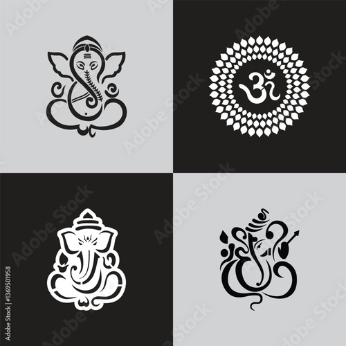 Ganesha and Om Symbols A Spiritual and Religious Graphic Design