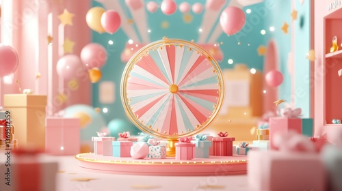 Pastel Prize Wheel in Festive Gift Room
