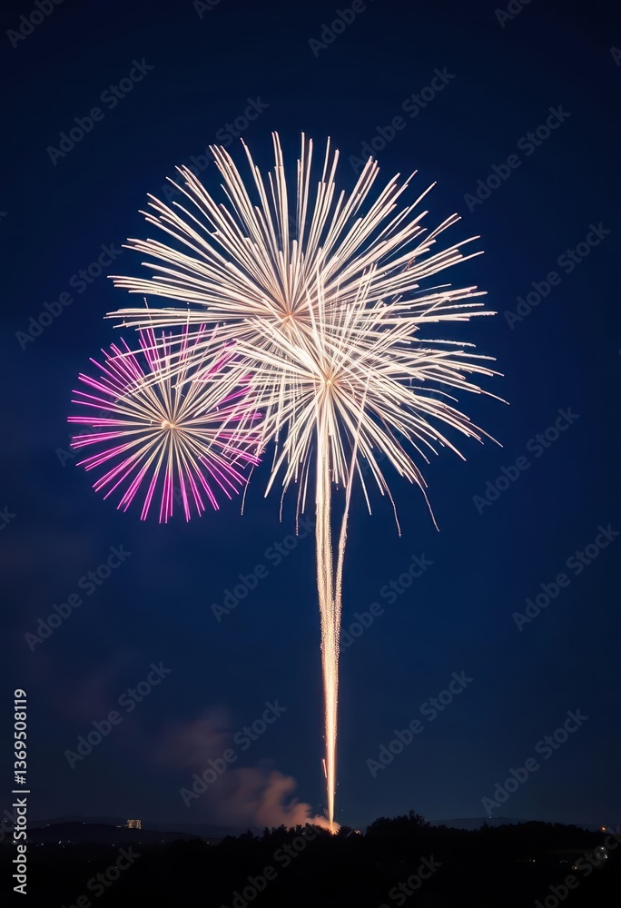 A breathtaking fireworks display explodes against a deep blue night sky, night, winter, photography A breathtaking fireworks display explodes against a deep blue night sky, night, winter, photography