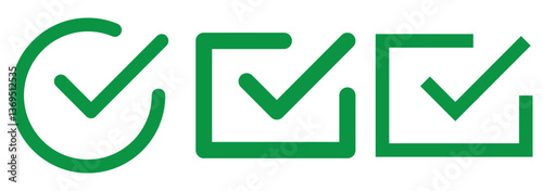 Round checkbox and square checkbox icon set. Vector.
