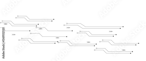 Abstract grey circuit line technology pattern on white background, futuristic vector illustration of digital circuitry design for tech backgrounds	