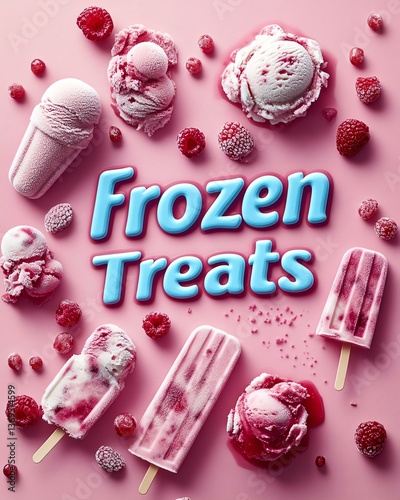 Delicious frozen treats with berries and cream.