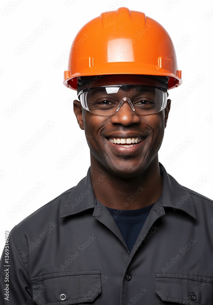 Smiling worker confidently wears safety gear against bright white background. AI Generated Smiling worker confidently wears safety gear against bright white background. AI Generated