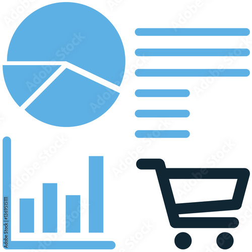 Marketing dashboard icon vector representing data visualization, analytics, and performance tracking. Ideal for strategy planning, business insights, and sales optimization.