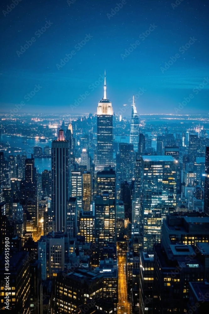 Fototapeta premium arafed view of a city at night with a lot of lights