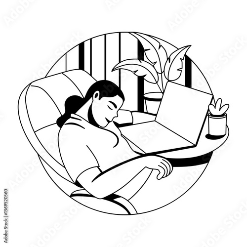 Napping illustration of a person in glyph style 
