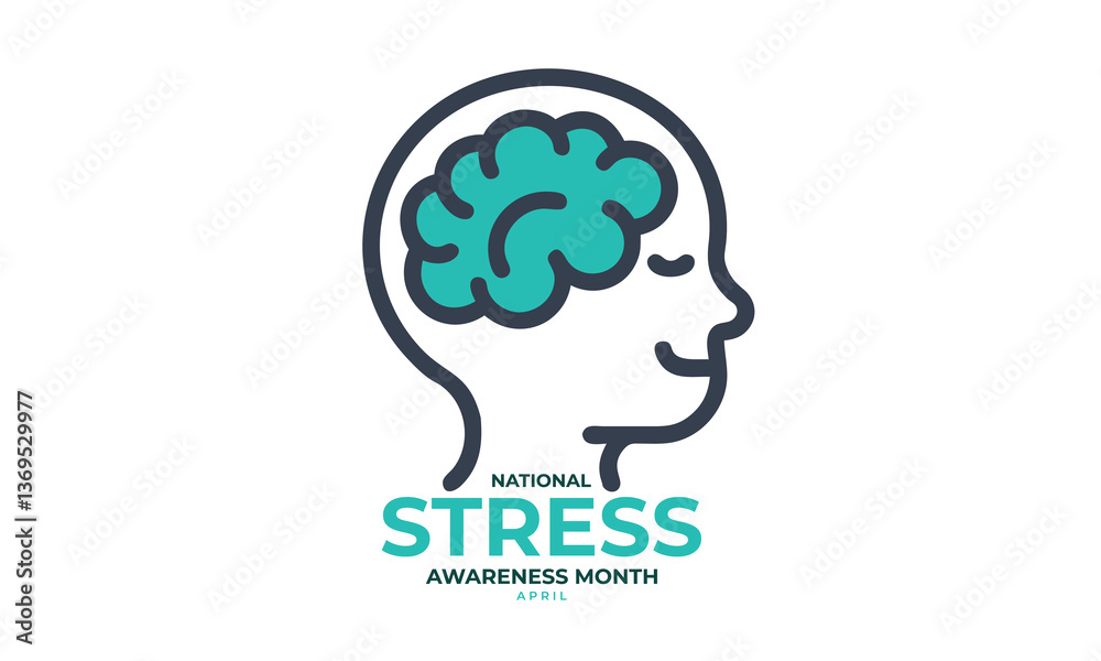 National Stress Awareness Month. background, banner, card, poster, template, Vector, illustration. National Stress Awareness Month. background, banner, card, poster, template, Vector, illustration.
