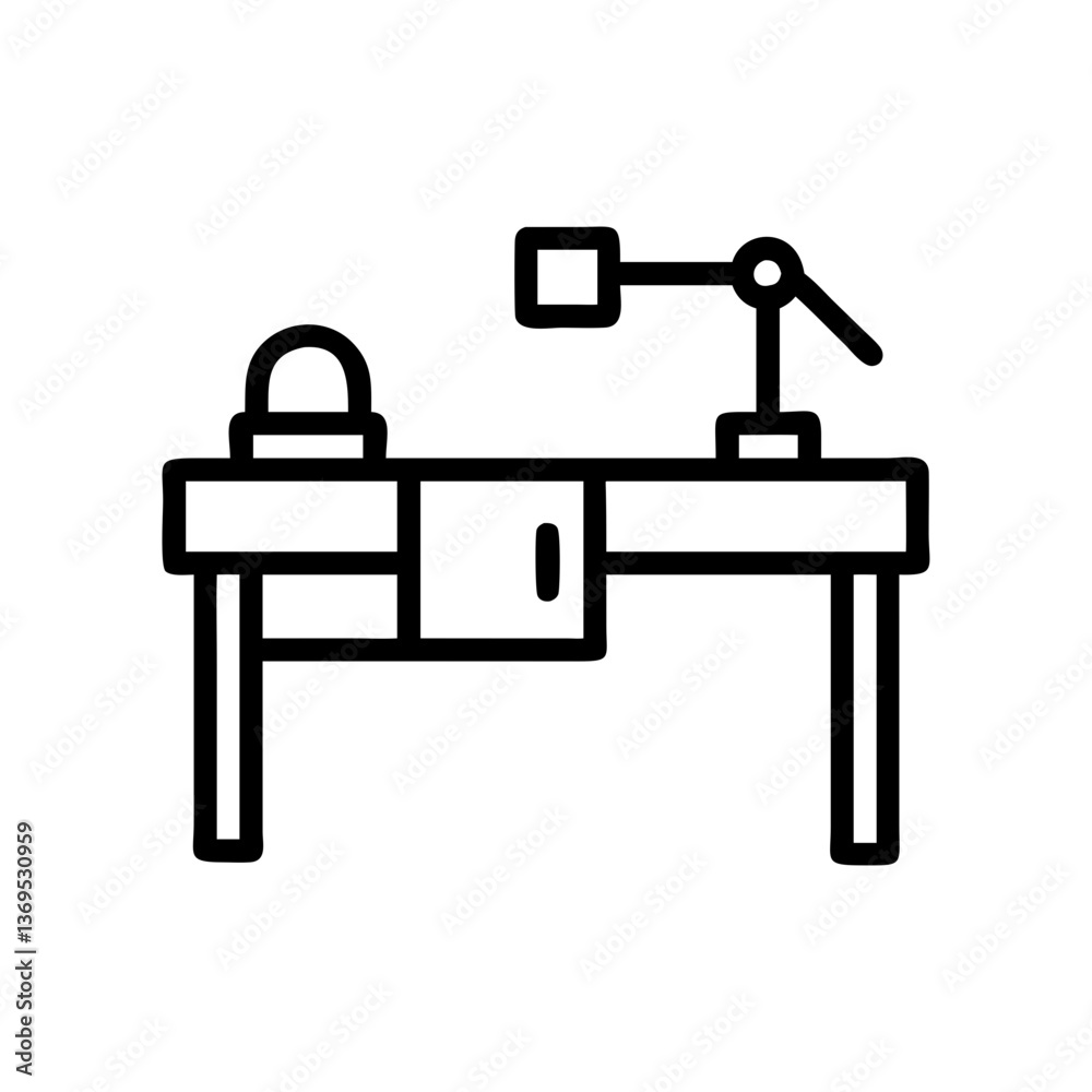 Workbench icon design in minimal style, black and white colors Workbench icon design in minimal style, black and white colors