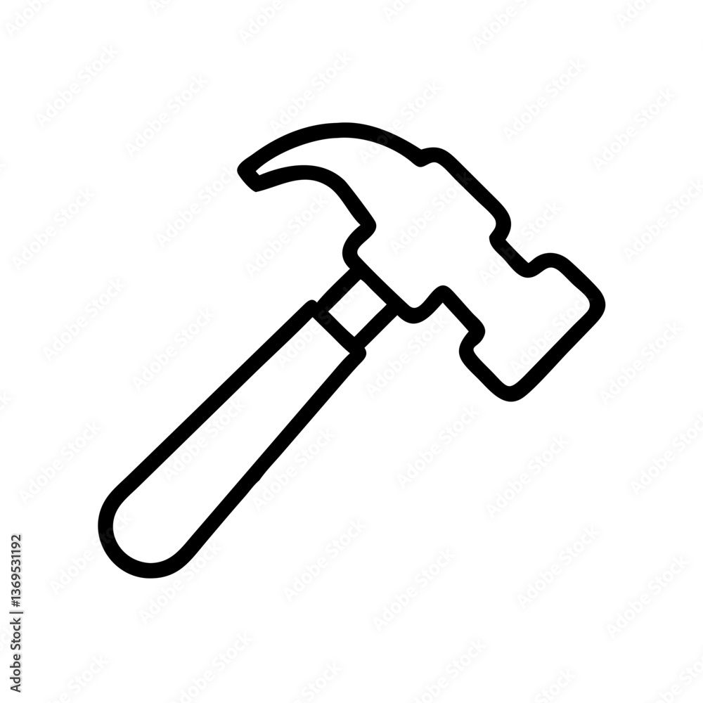 Hammer icon in minimalist style with black outline Hammer icon in minimalist style with black outline