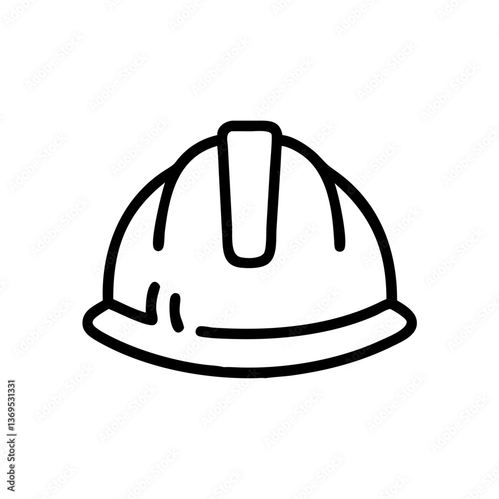 Hard Hat Icon Outline in Minimalist Style Hard Hat Icon Outline in Minimalist Style