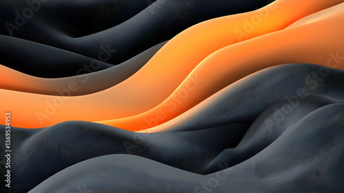 Abstract 3D Illustration of Wavy Carbon Fiber Texture