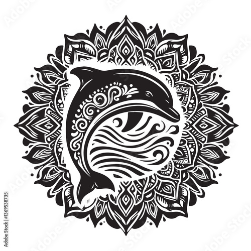 Black Baiji Dolphin Silhouette Vector, High Quality Illustration on White Background