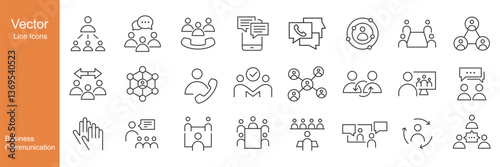Business Communication Icons - Vector Line. Editable Stroke.
