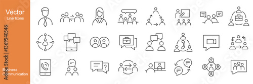 Business Communication Icons - Vector Line. Editable Stroke.