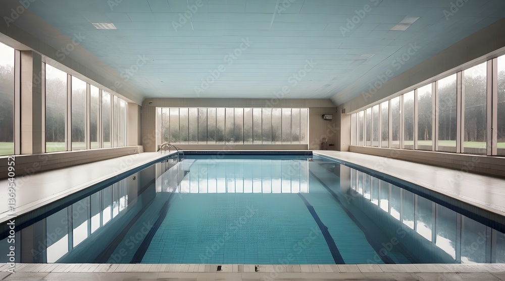 Swimming pool with empty lanes.generative.ai