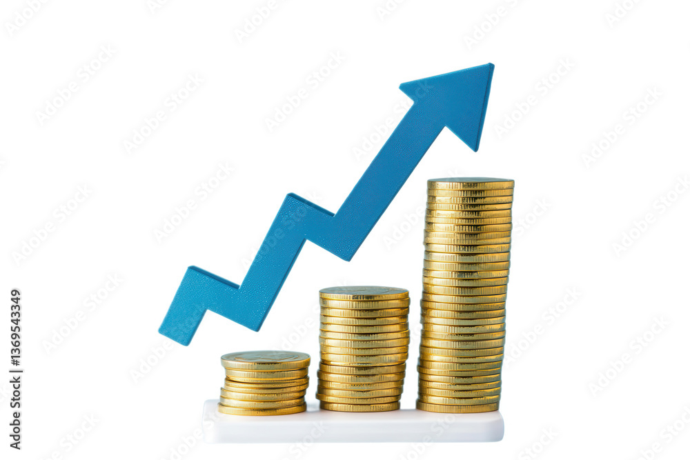 A stack of shiny gold coins on a white base A stack of shiny gold coins on a white base