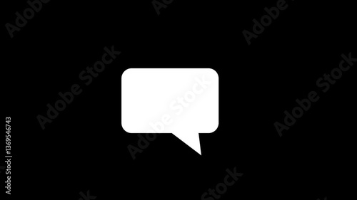 message chat box icon animation on  black background. Animated speech bubble chat sign. 4k animation isolated  speech bubble icon animation. pop up, speech bubble, thoughts,