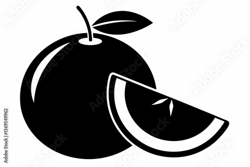 Pomelo with wedge line art vector illustration.