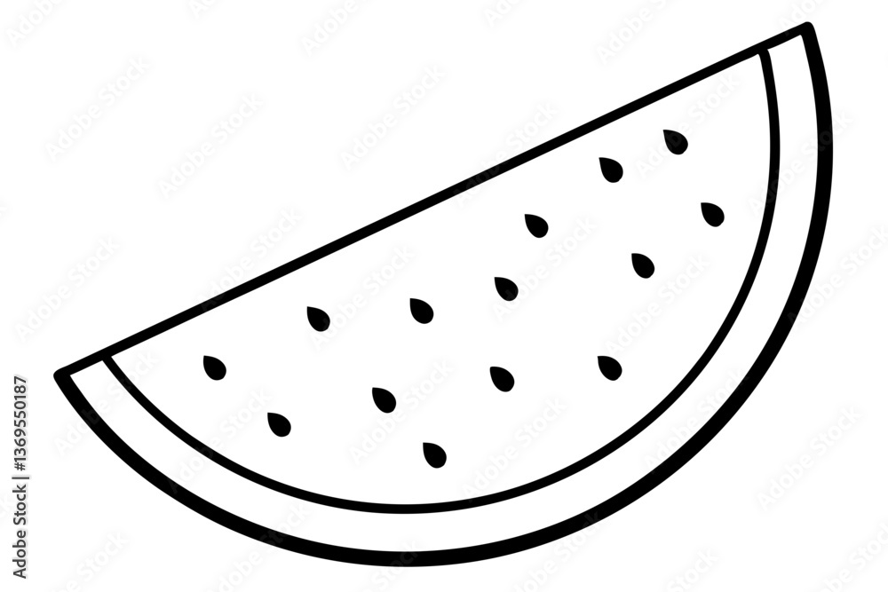 Watermelon slice with seeds line art vector illustration. Watermelon slice with seeds line art vector illustration.