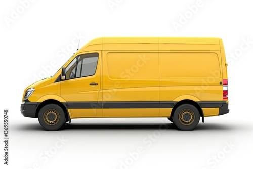 Yellow Cargo Van Delivery Service Courier Car Transport Yellow Car White Background