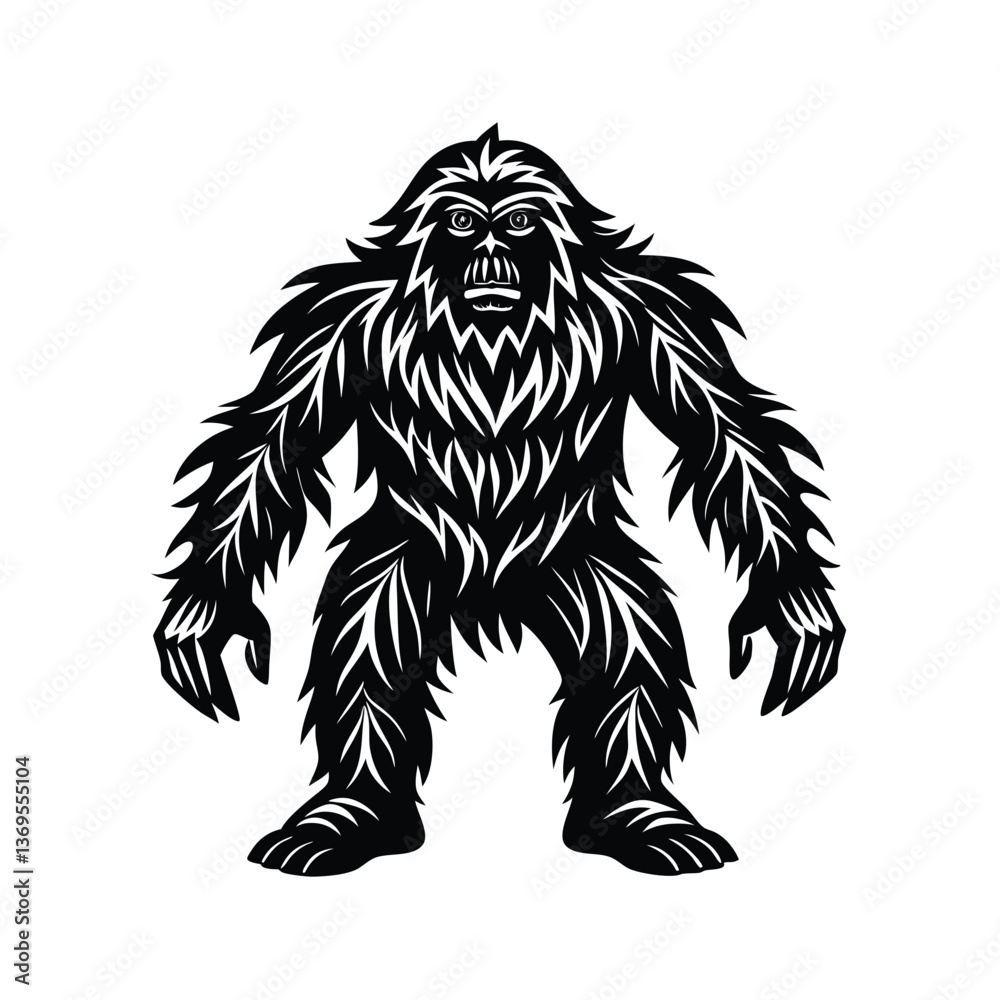 Obraz premium simple Bigfoot vector silhouette vector on white background